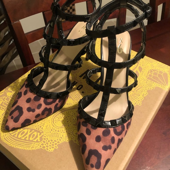 Mix No. 6 Shoes - Natural multi/black leopard heels